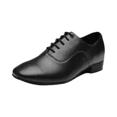 Imagem de Sapatos De Dança Masculinos Em Couro PU Branco E Preto Para Salão, Sal