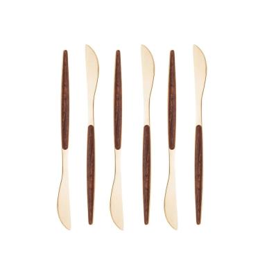 Imagem de Conjunto de Facas Organic para Mesa - Dourada - 6 Peças - Lyor