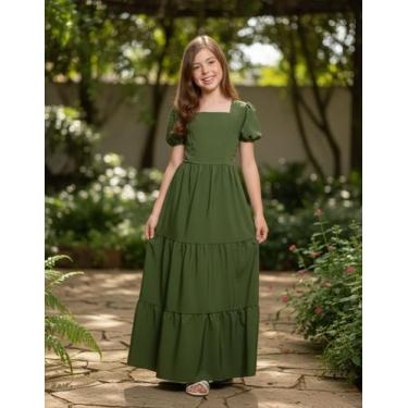 Imagem de Vestido Longo 3 Marias Menina Evangélico Casual Festa Crepe - Vestido 