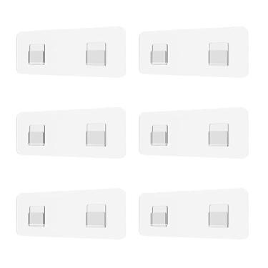 Imagem de Pacote com 6 adesivos de substituição de prateleira de chuveiro para banheiro organizador de canto cesta sem perfuração para prateleiras de cozinha e suporte de sabão