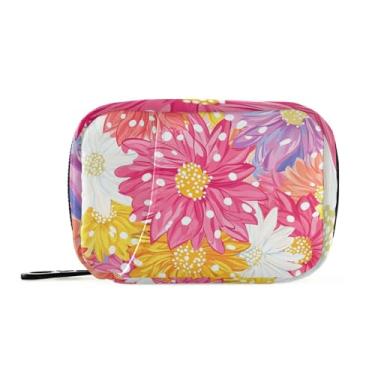 Imagem de Caixa organizadora de pílulas, porta-comprimidos de viagem semanal, 7 dias, fofo, organizador de vitaminas, organizador, organizador, armazenamento, pequeno, compacto, fofo, flores de crisântemo, 14