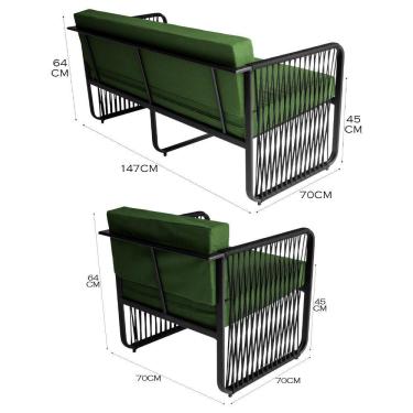 Imagem de Conjunto 2 Poltronas E Namoradeira Corda Náutica Santiago Preto-verde