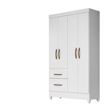Imagem de Guarda Roupa Solteiro 4 Portas 2 Gavetas Madri - Branco / Rosa / Azul / Lilas Flex Branco