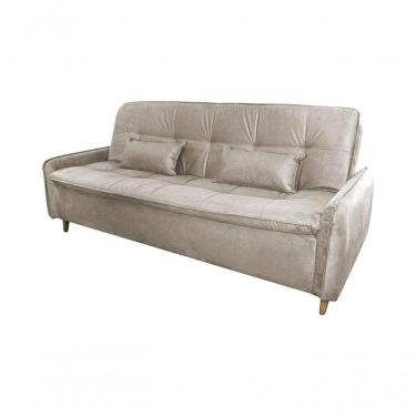 Imagem de Sofá Cama 3 Lugares Casal Premium Reclinável Com Almofadas 2,06 Larg Donna Matrix Suede Bege
