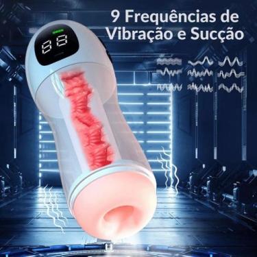 Imagem de Masturbador Masculino Elétrico 9 modos de Sucção e Vibração, Voz, Pote