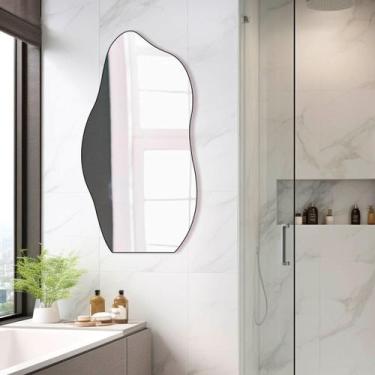 Imagem de Espelho Grande Decorativo Orgânico 60x110cm Lapidado Luxo Lavabo Quart