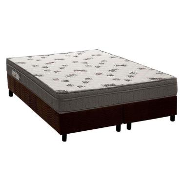 Imagem de Cama Box Queen: Colchão Espuma Ortobom D45 Light + Base Crc Suede Brown(158X198)
