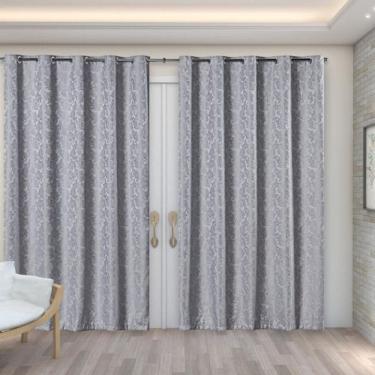 Imagem de Cortina Jacquard Cinza Sala Quarto Semi Blackout 4,00X2,80
