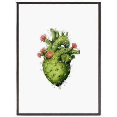 Imagem de Quadro Decorativo Coração De Cacto 33X24 Com Vidro - Preta