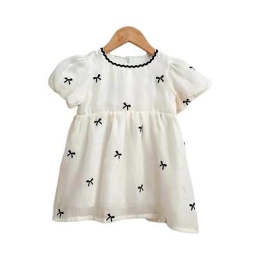 Imagem de Roupas De Verão Para Meninas, Body Infantil Com Laço E Manga Bufante, 