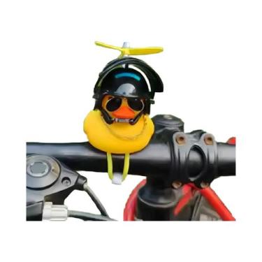 Imagem de Campainha De Bicicleta Pato De Borracha Preto E Amarelo Com Corrente D