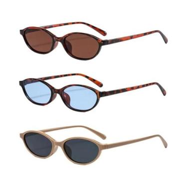 Imagem de Óculos De Sol Femininos Com Armação Pequena E Oval, Lentes Coloridas U