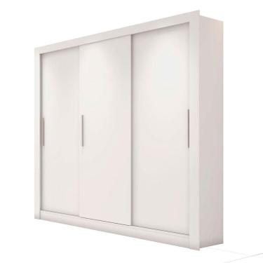 Imagem de Guarda Roupa Casal Grande 3 Portas 4 Gavetas Branco Glass