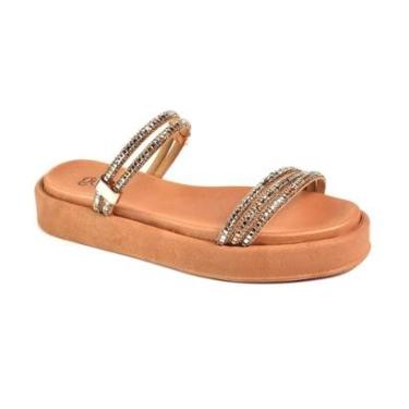 Imagem de Tamanco Godiva Plataforma Caramelo com Pedraria-Feminino