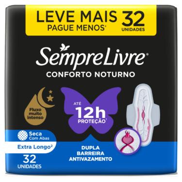 Imagem de Sempre Livre Conforto Noturno 32 Unidades Seca com Abas