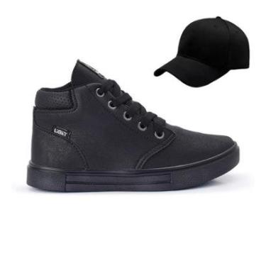 Imagem de Tenis Botinha Infantil Meninos Casual Cano Alto Confortavel + Bone-Masculino