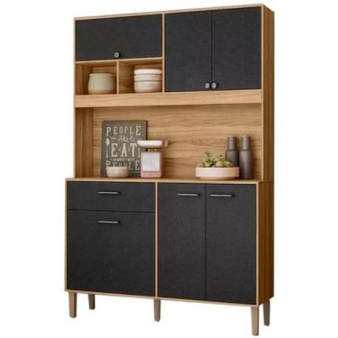 Imagem de Armário de Cozinha Erva Doce 120cm 6 Portas 1 Gaveta Nicioli Cor Freij