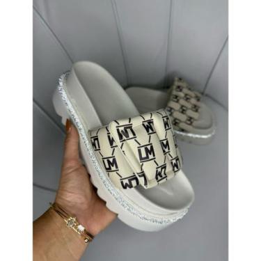 Imagem de Sandalia Feminina LM plataforma Strass lateral chic, Bege, 38