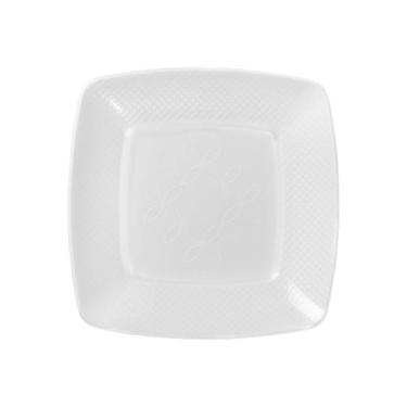 Imagem de Pratos Quadrados 15cm de Plástico Branco Resistente Strawplast P/ Refe