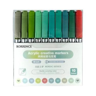 Imagem de Conjunto De Marcadores De Tinta Acrílica Com 10 Cores E Sistema De Con