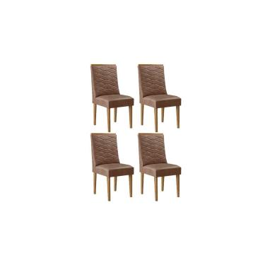 Imagem de Kit 4 Cadeiras de Cozinha Maldivas 4 Un Madeira Capuccino/Corano Capuccino - Rufato