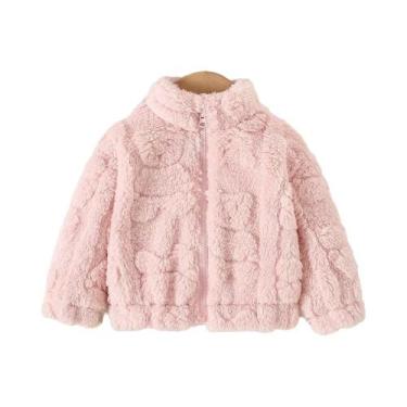 Imagem de Jaqueta De Inverno Para Bebê Menina Com Padrão De Coração Sólido, Zípe