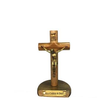 Imagem de Crucifixo de mesa 12 cm Cilíndrico - Madeira - Aramon