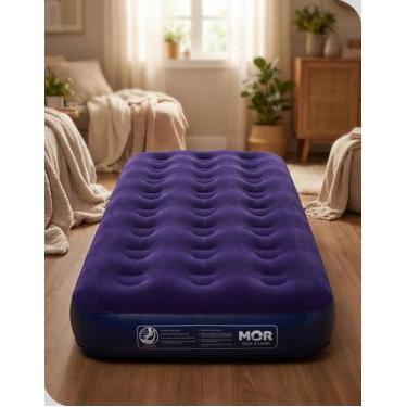 Imagem de Colchão Inflável Solteiro Mor Azul com Fole Embutido