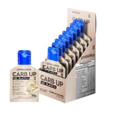 Imagem de Carb Up Black Gel Com Cafeína Caixa com 10 Sachês Probiótica, Baunilha
