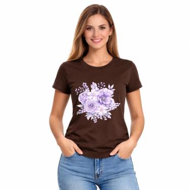 Imagem de Camiseta Feminina Floral Buquê Confortável Estampa Delicada-Feminino