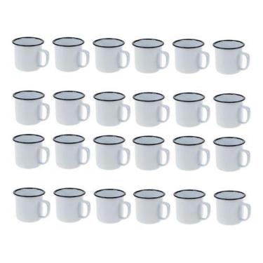 Imagem de Caneca Esmaltada Retro 150ml Branca Vintage Jogo 24 Pcs - Kadê