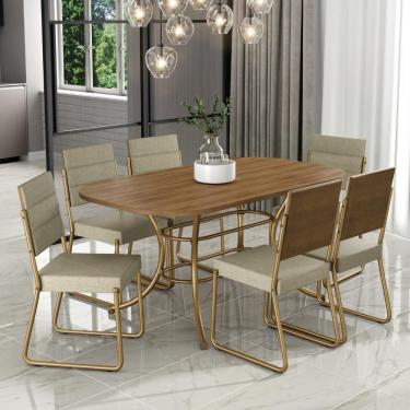 Imagem de Conjunto Sala De Jantar 6 Cadeiras Fênix Carraro Dourada