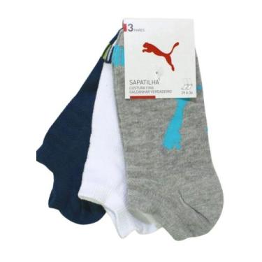 Imagem de Meia Sapatilha Selene Infantil 2740.001 Kit C/3, Cinza, Branco, Azul, 