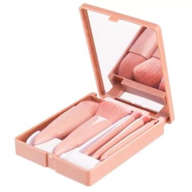 Imagem de Espelho De Maquiagem Portátil Dobrável Com 5 Pcs Pincéis - segredo da 