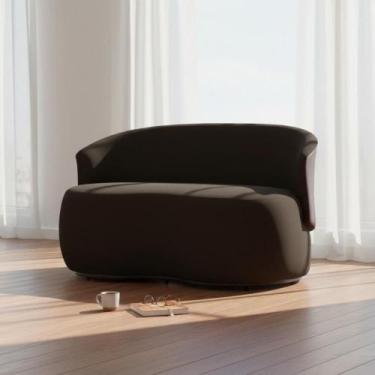 Imagem de Namoradeira Decorativa Beatriz Orgânica Composê Couro Marrom Suede Mar