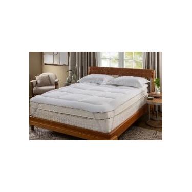 Imagem de Pillow Top Casal Branco Protetor Capa De Colchão Matelado Macio Manta Siliconada Tecido em Malha 400 fios