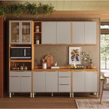 Imagem de Cozinha Completa Modulada 5 Peças 12 Portas Plena Amarelo/Cinamon/Nude