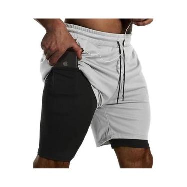 Imagem de Shorts Esportivos Masculinos 2 Em 1, Dupla Camada, Para Corrida, Praia