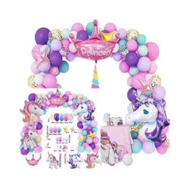 Imagem de Conjunto De Arco De Balões Princesa Unicórnio 176 Peças Para Decoração