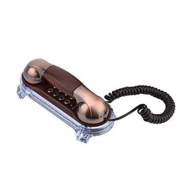 Imagem de Telefone antigo retrô montado na parede, telefones flash antigos, telefone extensível, chamador pendurado na parede com luz de fundo azul, telefones retroiluminados para escritório/casa