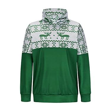 Imagem de Yajun Suéter feminino de inverno de manga comprida, casual, rena de Natal, vintage, blusa festiva, solta, gola redonda, verde, P (EU: 34/BR)