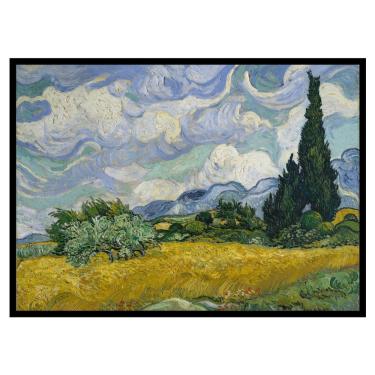 Imagem de Quadro Campo de Trigo Com Ciprestes de Van Gogh 40x55cm Moldura Preta