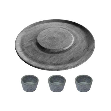 Imagem de Prato de Hambúrguer Porções 26cm e 3 Molheiras Pedra Sabão