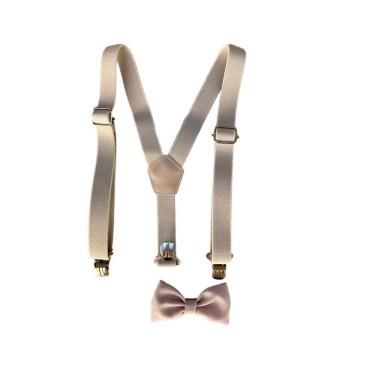 Imagem de Kit Suspensório E Gravata Borboleta Infantil Bege Nude