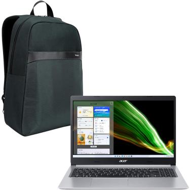 Imagem de Notebook Acer Aspire 5 Intel Core i5-10210U 8GB 256GB SSD W11 15,6" FHD IPS A515-54-57CS Prata + Mochila Targus Geolite Essential 15,6" Cinza