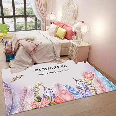 Imagem de Tapete de área de fundo de desenho animado com animais fofos em estilo desenho animado tapete de área de poliéster para sala de jantar dormitório quarto casa decorativo 82 x 153 cm