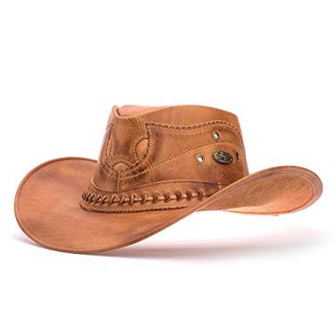 Imagem de Chapéu Masculino Em Couro Legitimo Americano Cowboy (GG, Whisky)