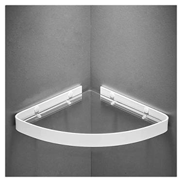 Imagem de ZTBH Prateleira de vidro de canto de divisor de banheiro, prateleiras de vidro brancas para banheiro, armazenamento de prateleira de banheiro preto e conjunto de ferragens para banheiro (cor : Estilo 7 branco)