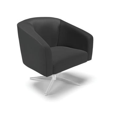 Imagem de Poltrona Giratória Stella Corino Preto Base Cromada