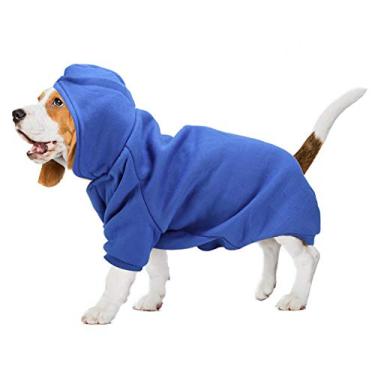 Imagem de Pet Puppy Hoodies Cute Poliéster Filhote de cachorro bonito Hoodies quentes Casaco suéter Dog Coat Moletom quente Dog Princess Shirts Pet Dog Clothes (XXL-Dark Blue)